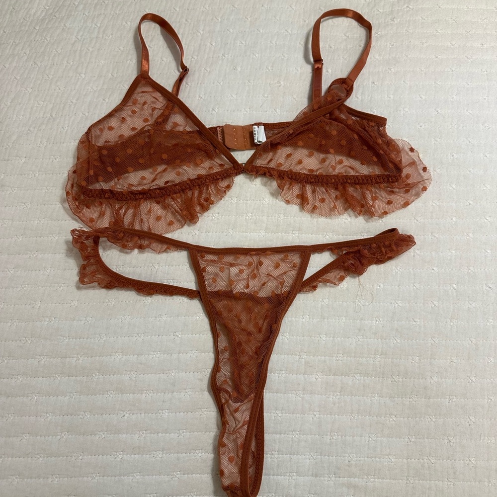 Sheer Rust Lingerie Set